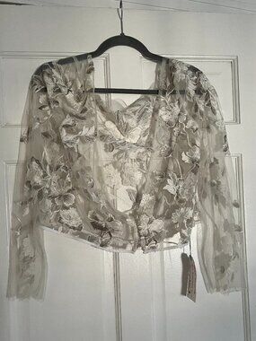 Rebecca Schoneveld embroidered tulle wedding dress topper